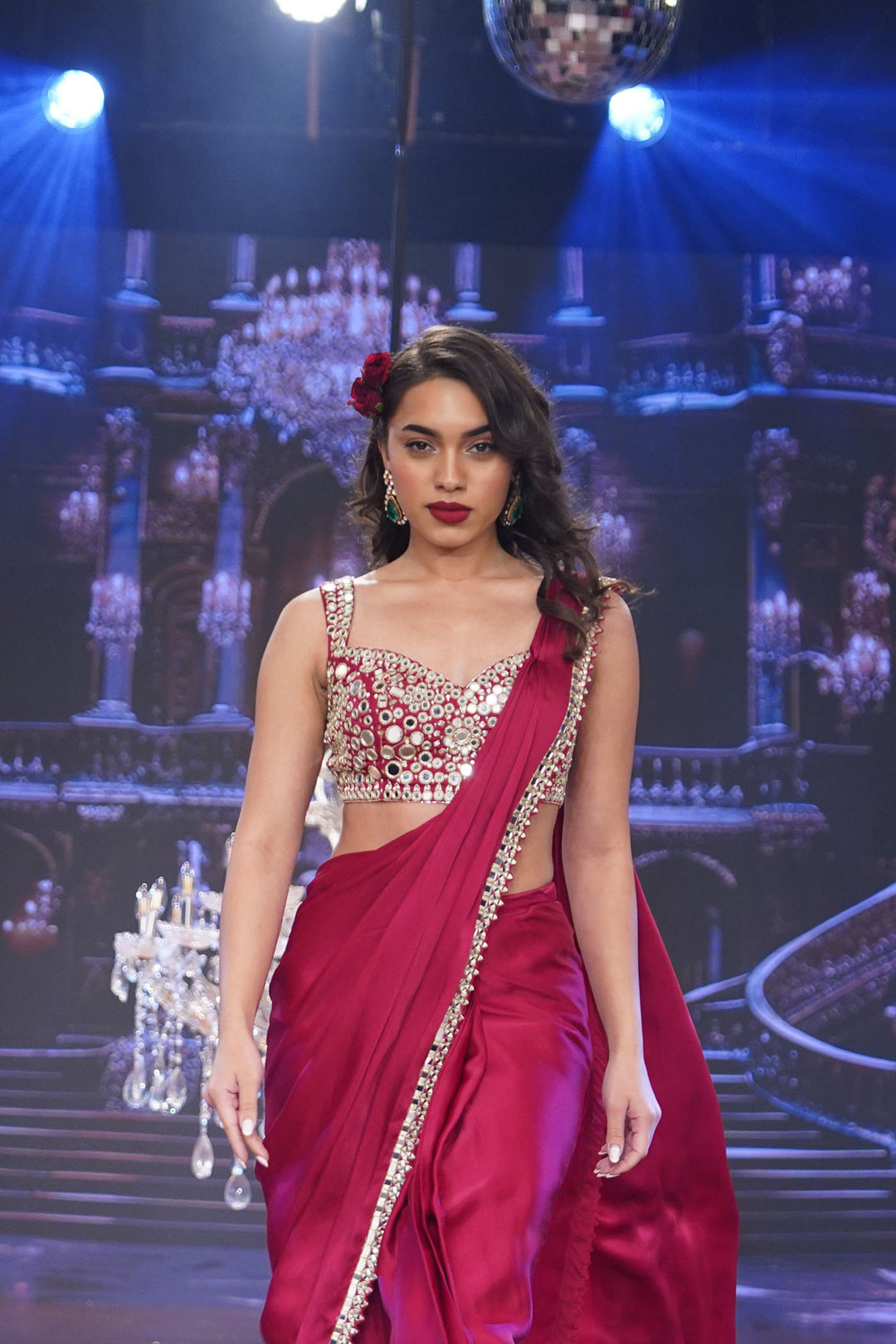 Red Satin Saree