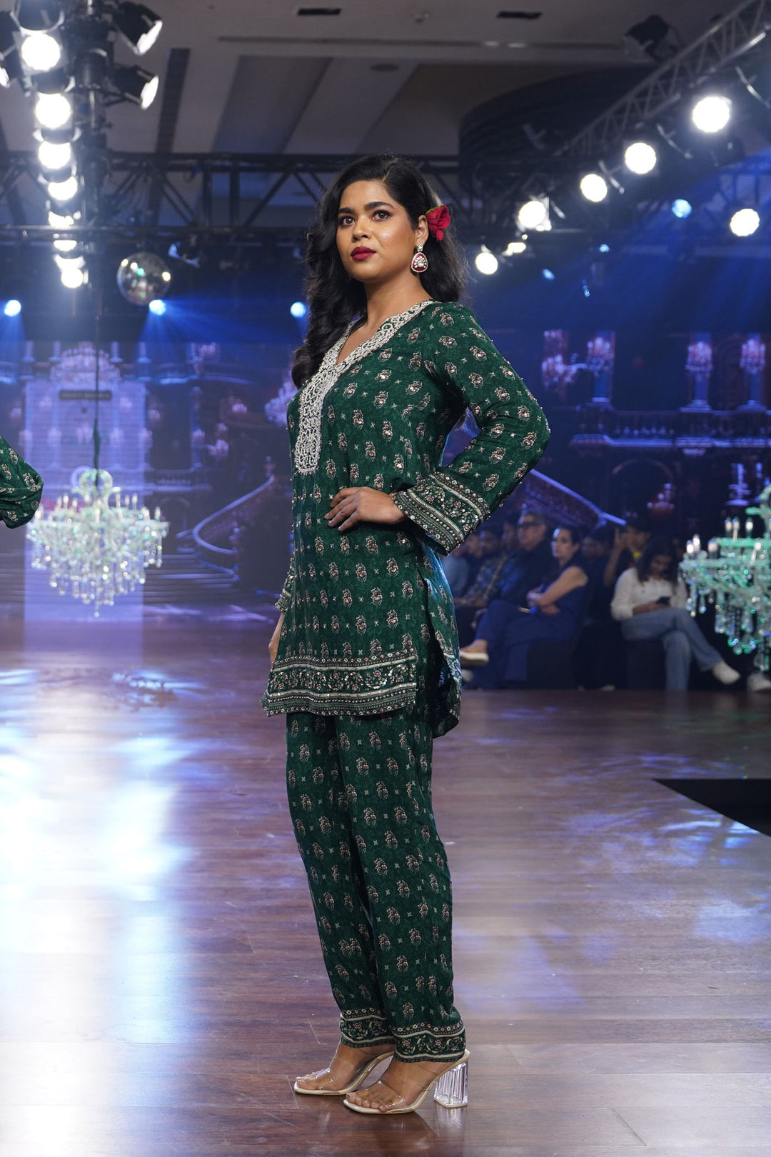Green Booti Kurta Set