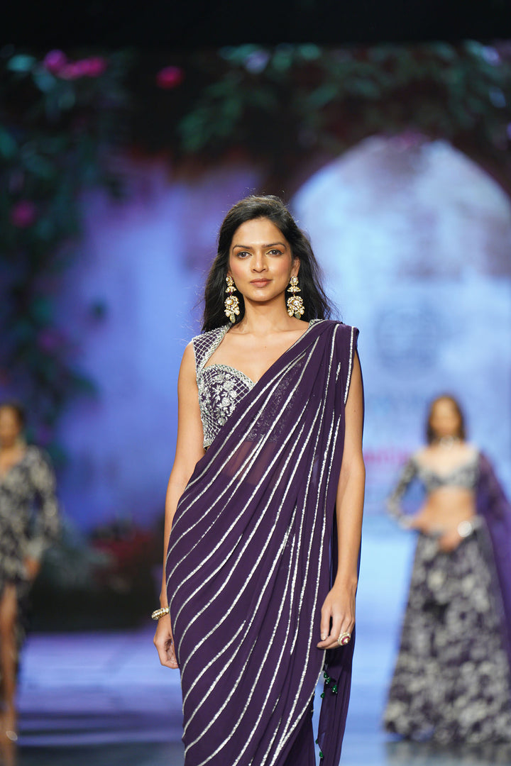 Purple Sharara Saree