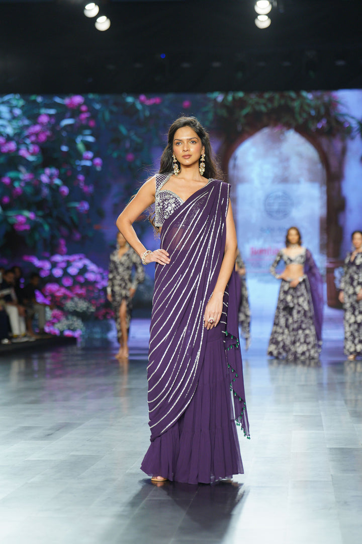 Purple Sharara Saree
