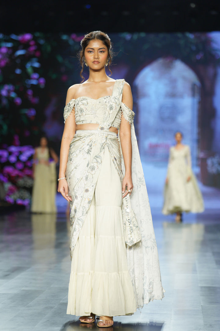 Ivory Eden Sharara Saree Set