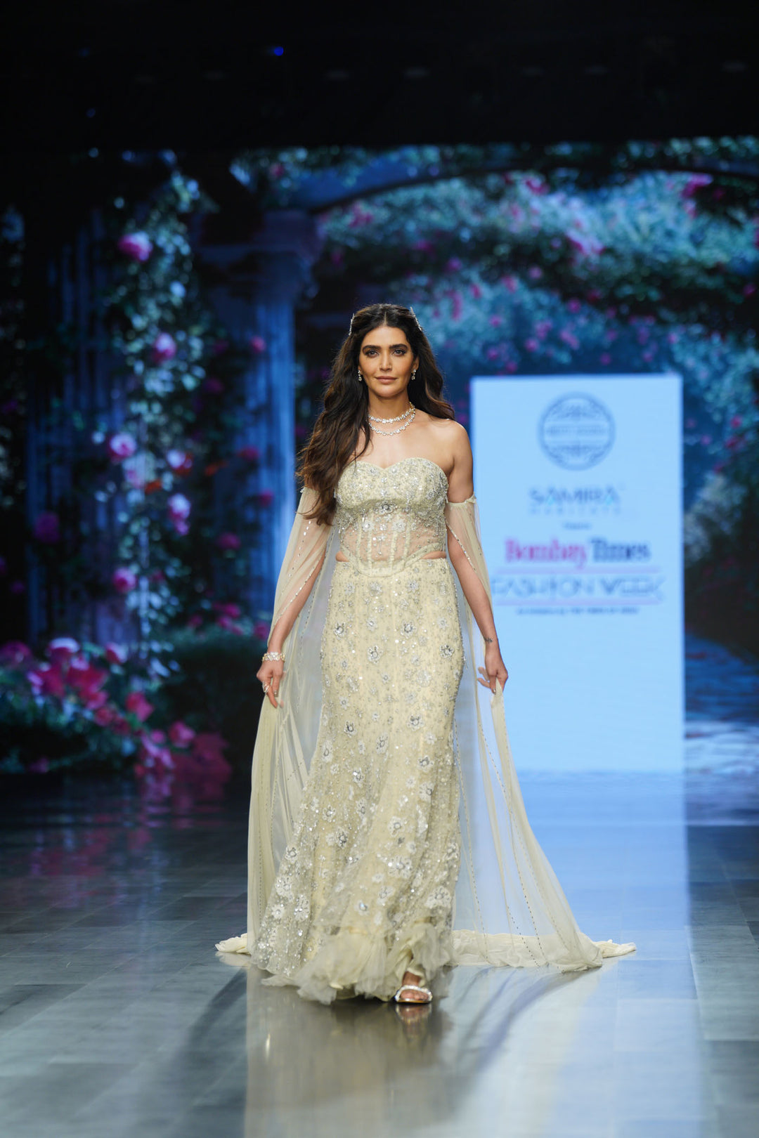 Karishma Tanna in Ivory Lehenga with Corset Blouse