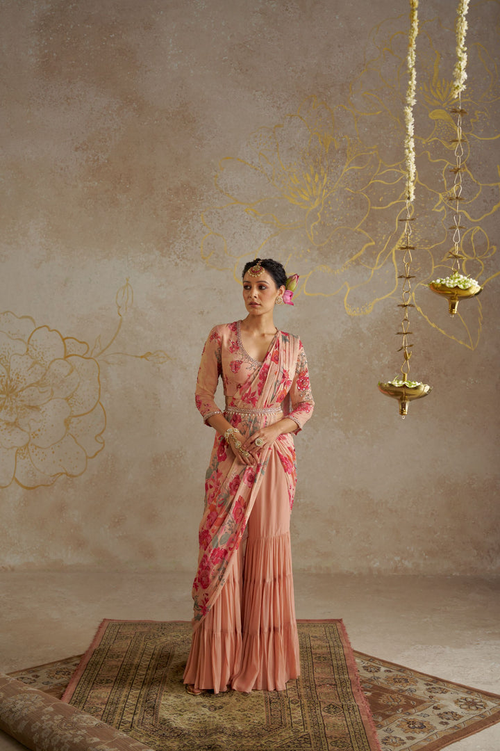 Blush Rose Sharara Saree Set