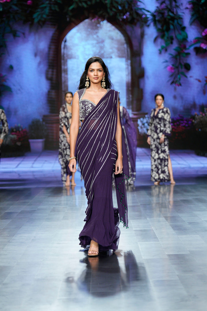 Purple Sharara Saree