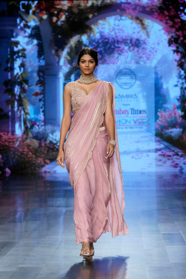 Pink Tissue Saree