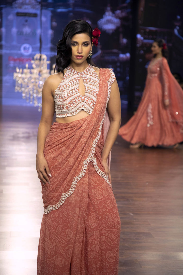 Coral Meadow Saree