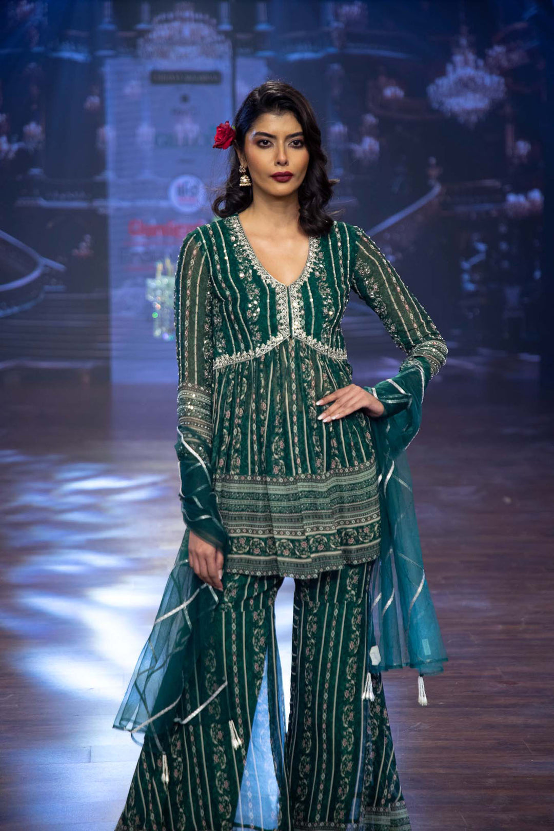 Green Vine Sharara Set