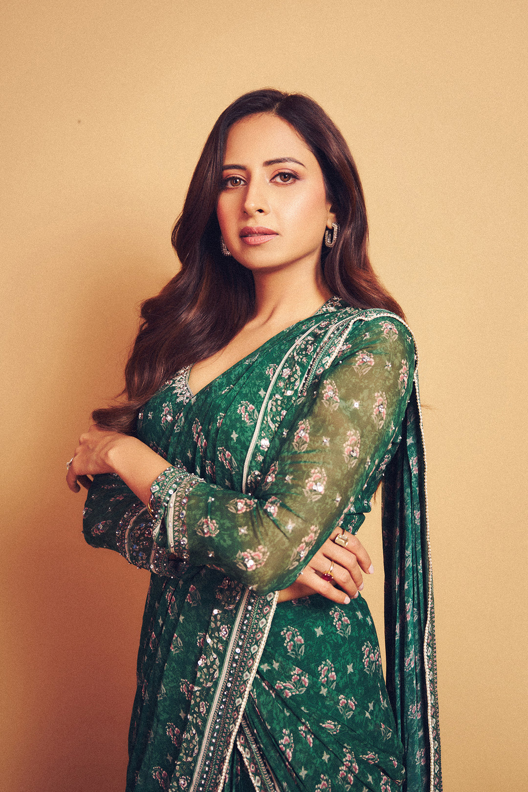 Sargun Mehta in our Green Booti Saree