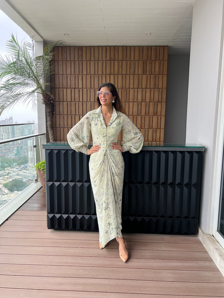 Mallika Singhania in our Ivory Eden Draped Dress
