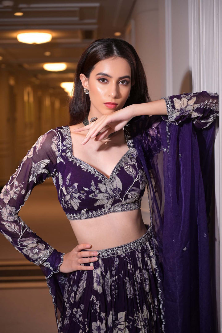 Eshaa in Purple Eden Lehenga