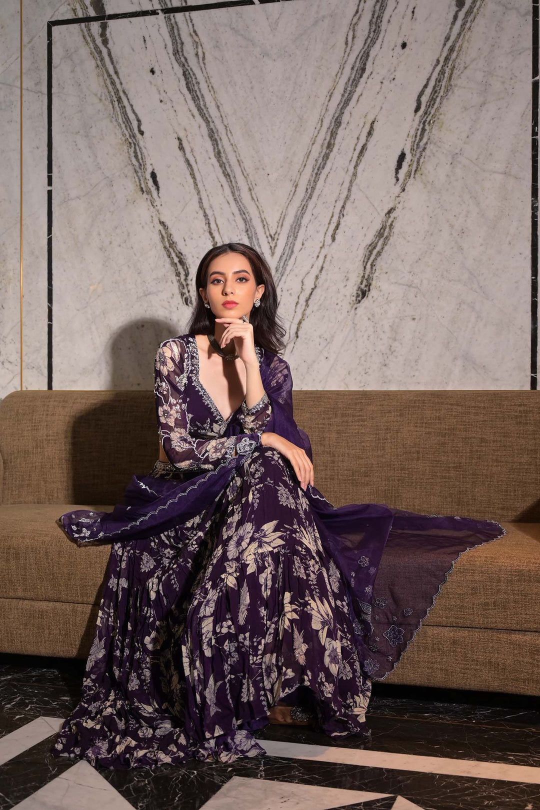 Eshaa in Purple Eden Lehenga