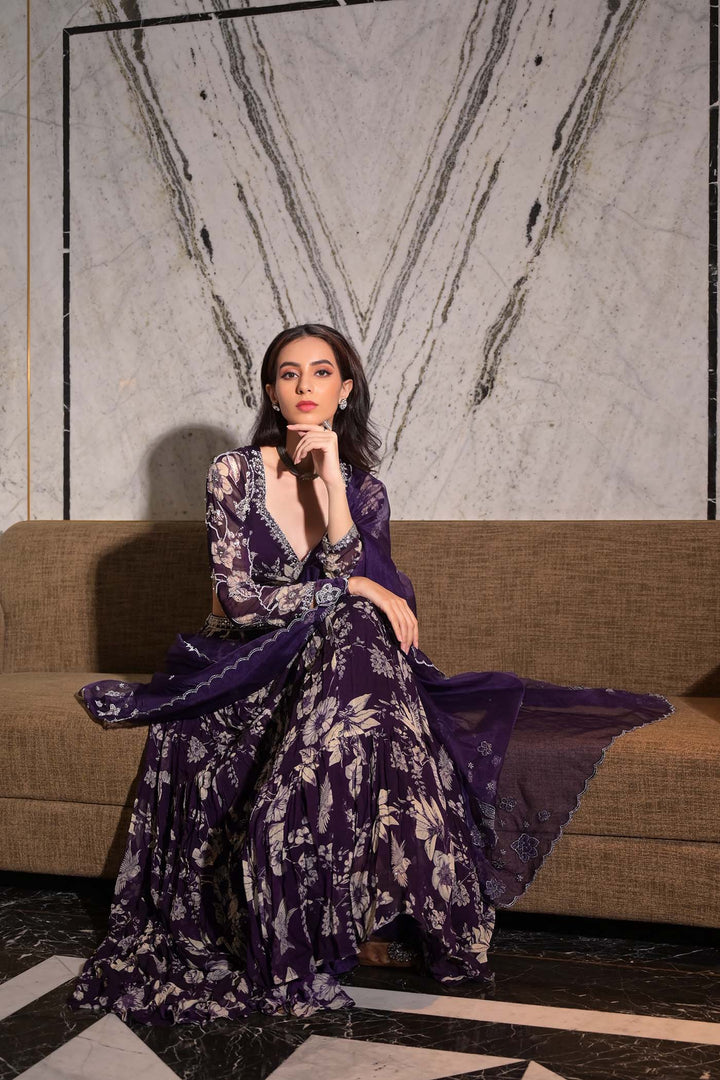 Eshaa in Purple Eden Lehenga
