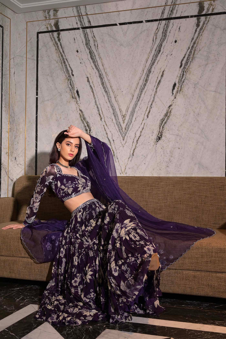 Eshaa in Purple Eden Lehenga