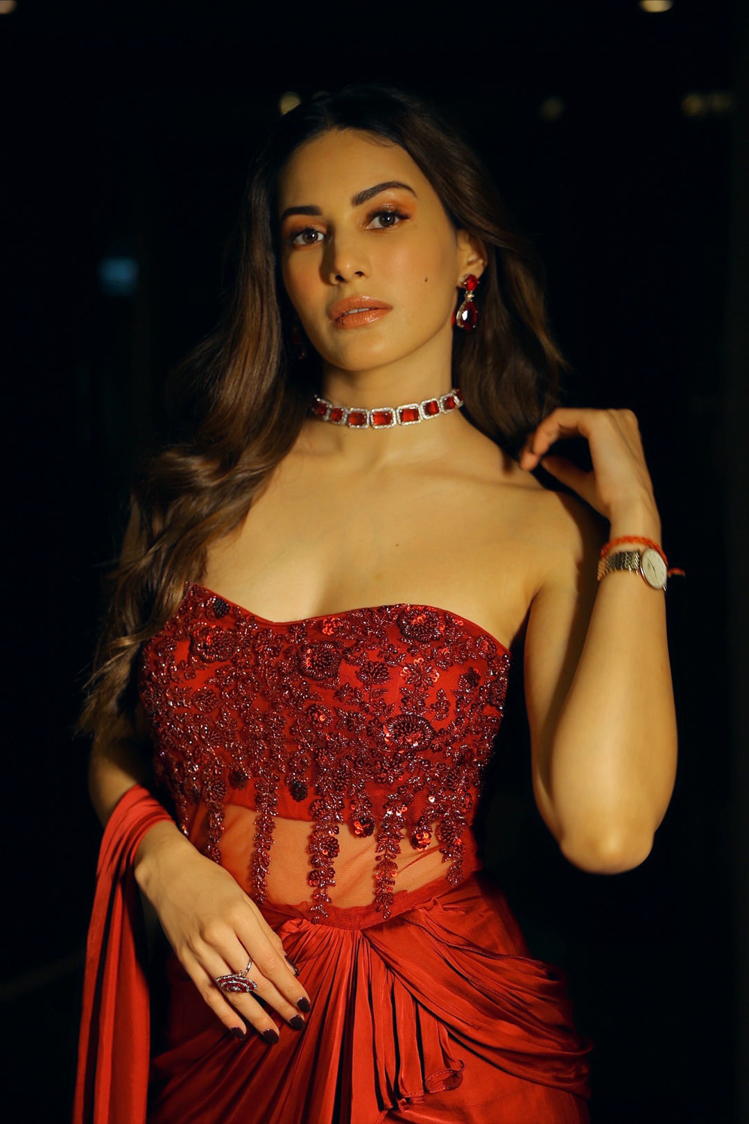 Amyra Dastur in our Maroon Draped Gown