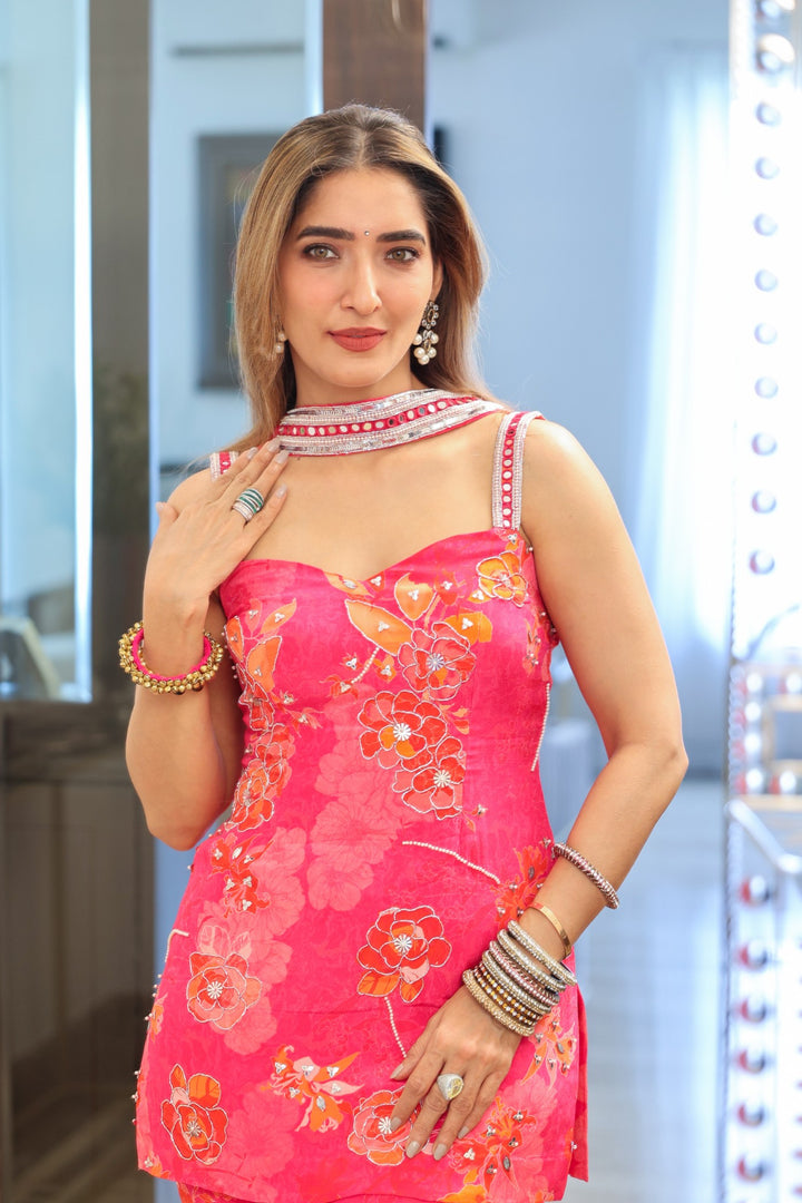 Shayana Reddy in our Pink Rose Kurta Sharara Set