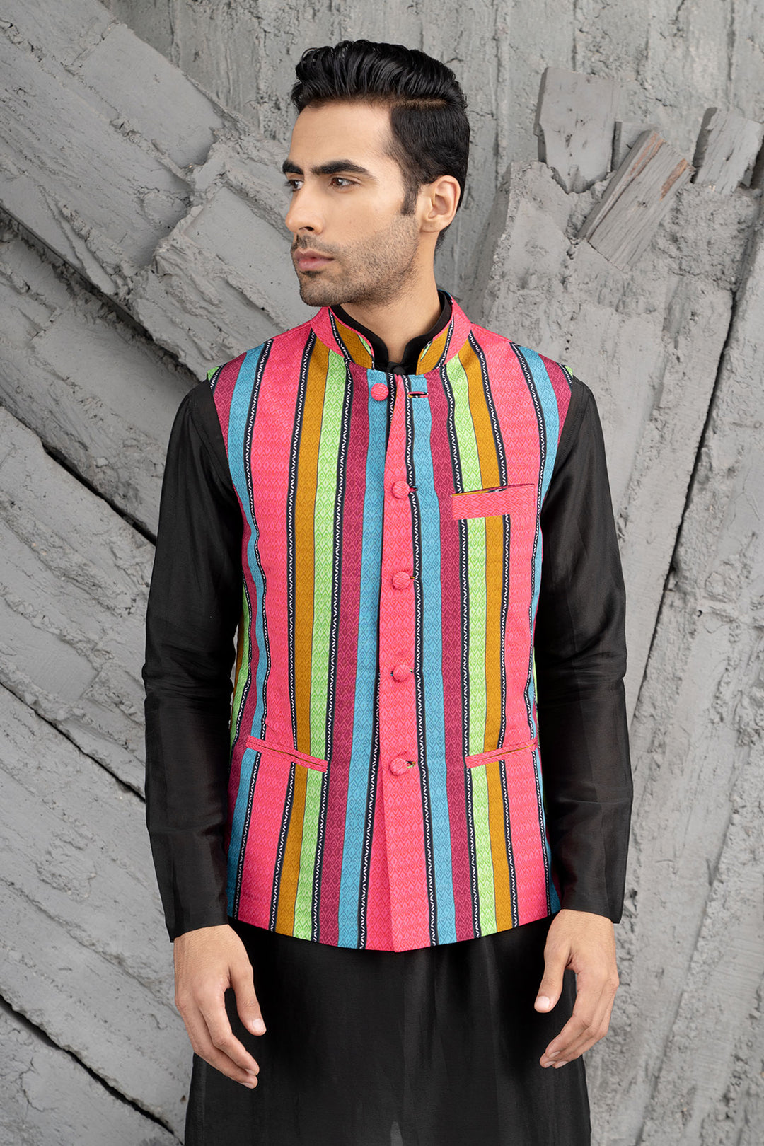 Black Kurta With Bundi