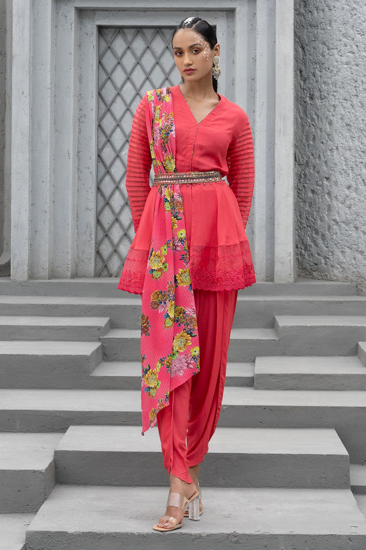 Raspberry Tunic With Dhoti Pants