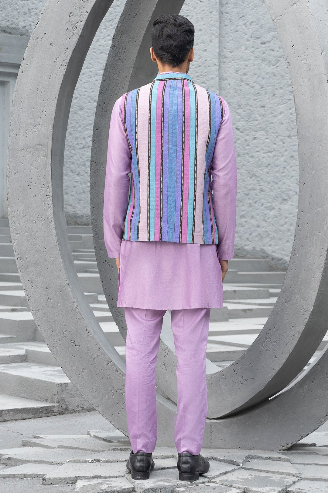 Lavender Kurta With Bundi