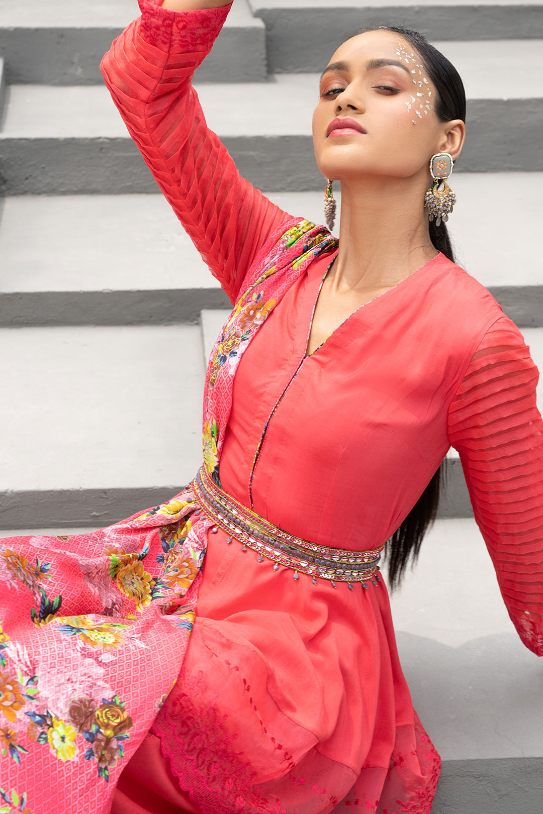 Raspberry Tunic With Dhoti Pants