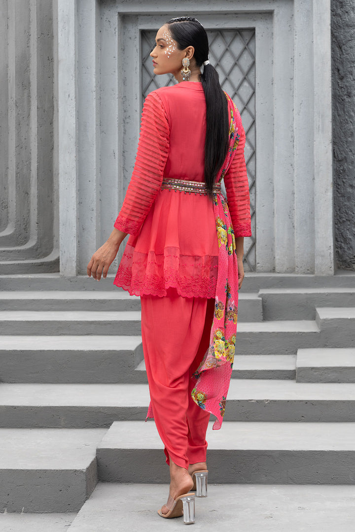 Raspberry Tunic With Dhoti Pants