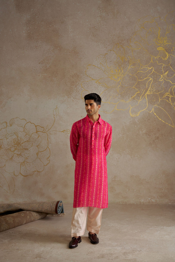 Pink Vine Kurta Set