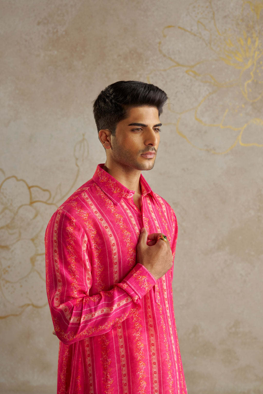 Pink Vine Kurta Set