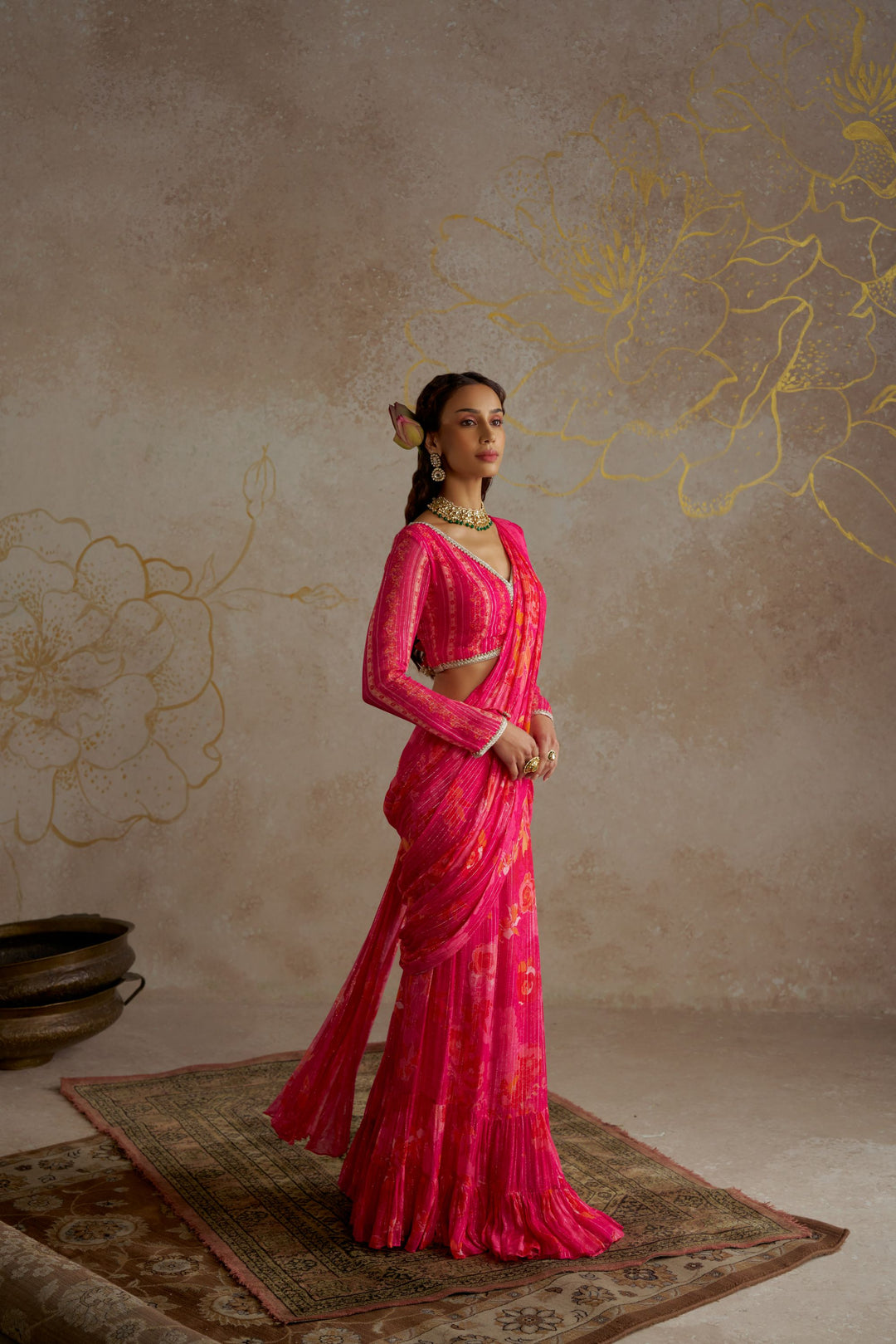 Pink Rose Saree