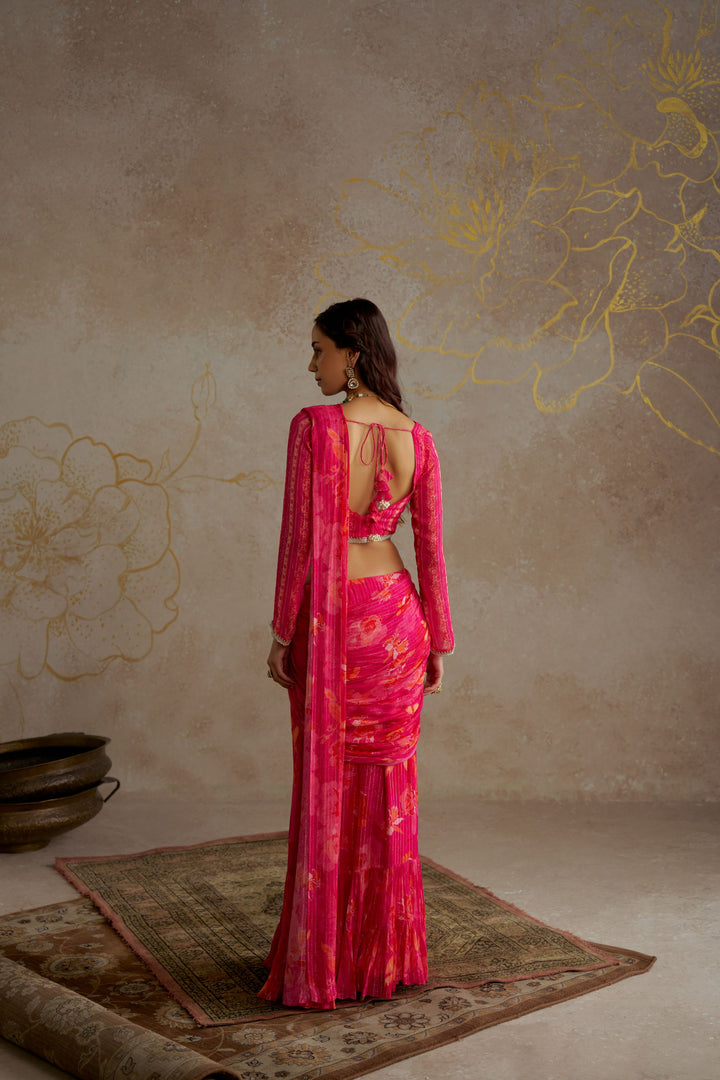 Pink Rose Saree