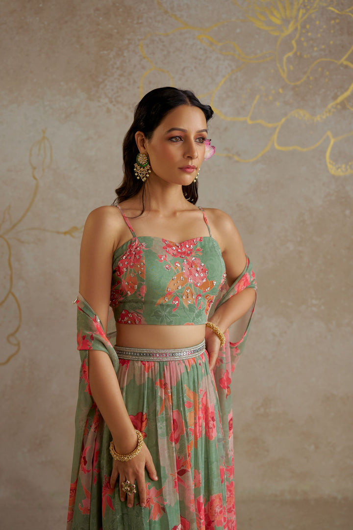 Jade Rose Lehenga with Cape Set