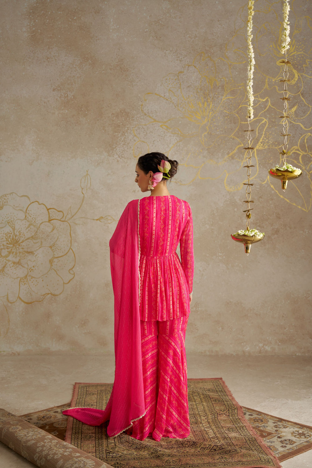 Pink Vine Sharara Set