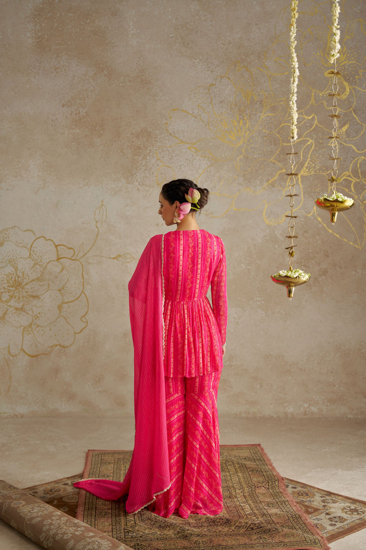 Pink Vine Sharara Set