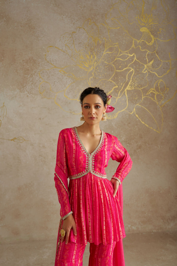 Pink Vine Sharara Set