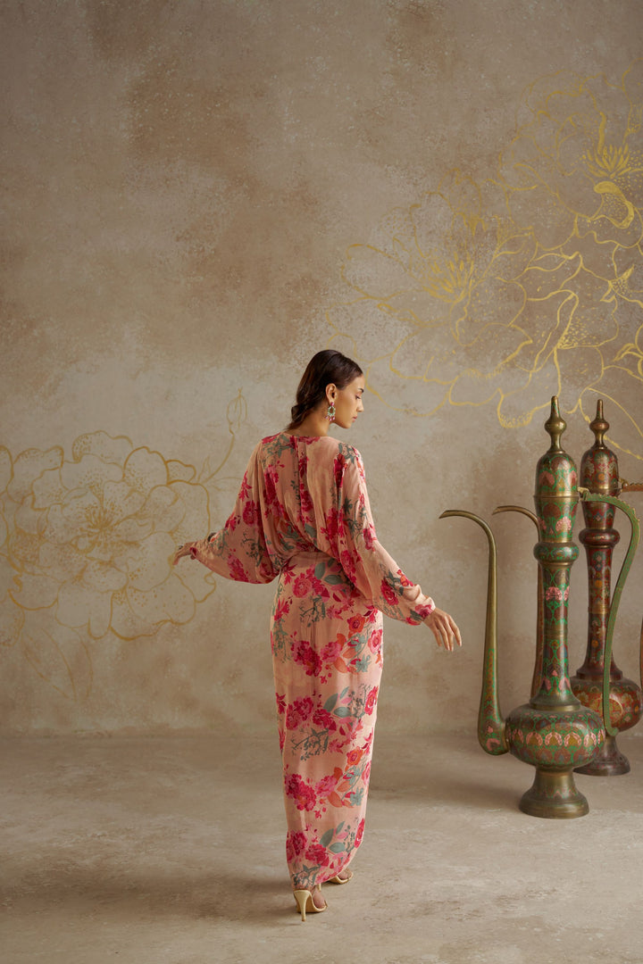 Blush Rose Draped Kaftan Dress