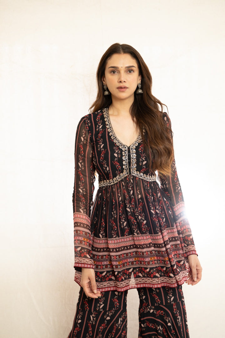 Aditi Rao Hydari In Black Printed Sharara Set