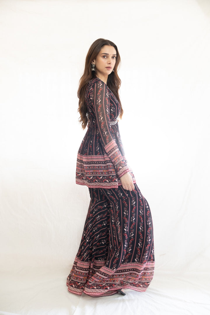 Aditi Rao Hydari In Black Printed Sharara Set