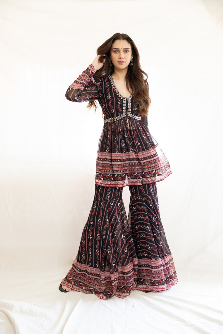 Aditi Rao Hydari In Black Printed Sharara Set