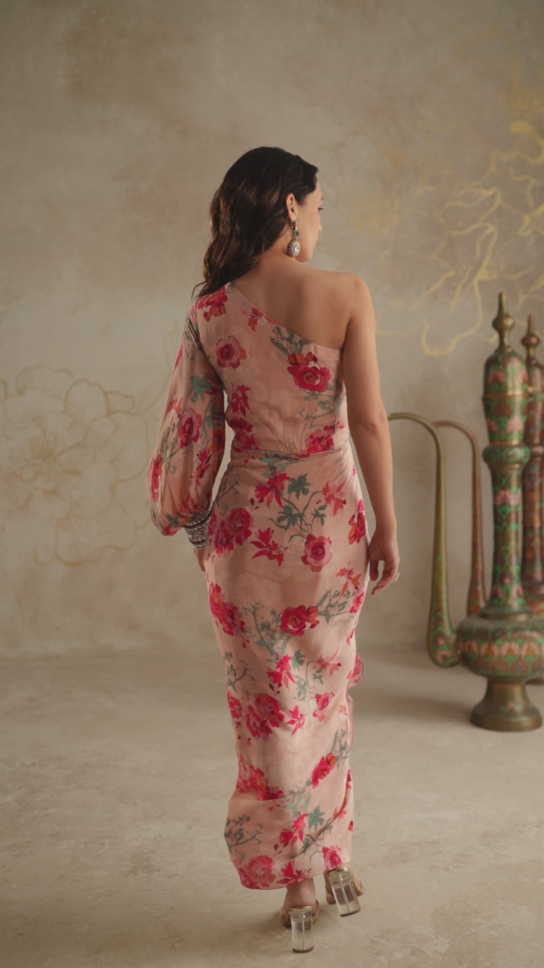Blush Rose Draped Kaftan Dress