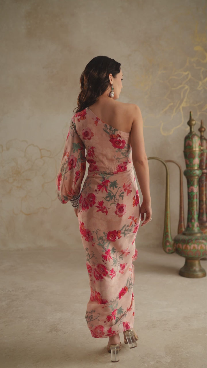 Blush Rose Draped Kaftan Dress