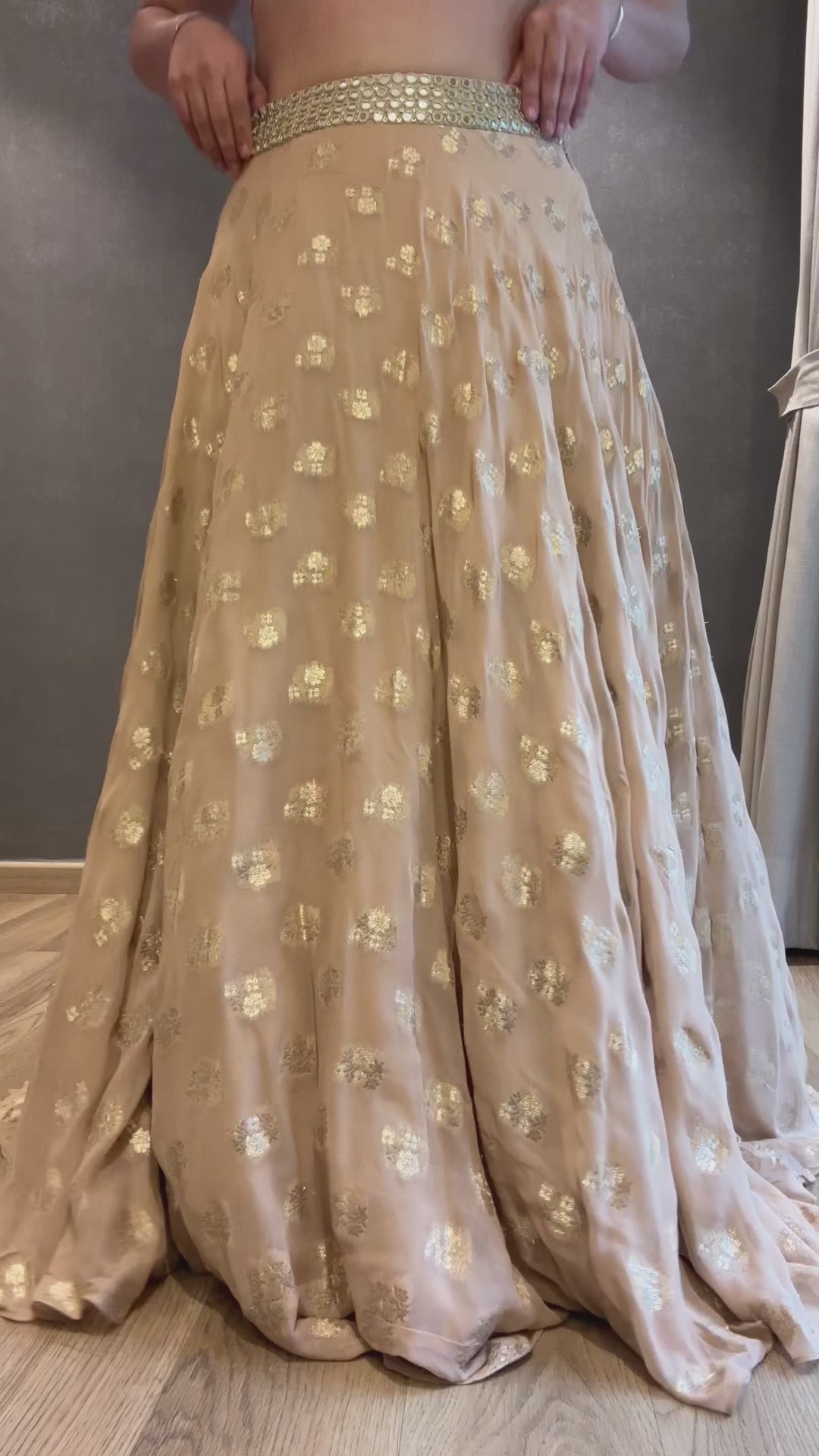 Beige Banarasi Lehenga Set