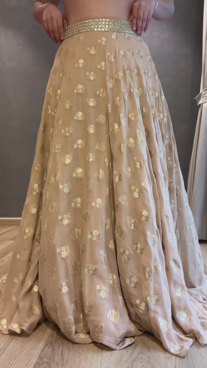 Beige Banarasi Lehenga Set