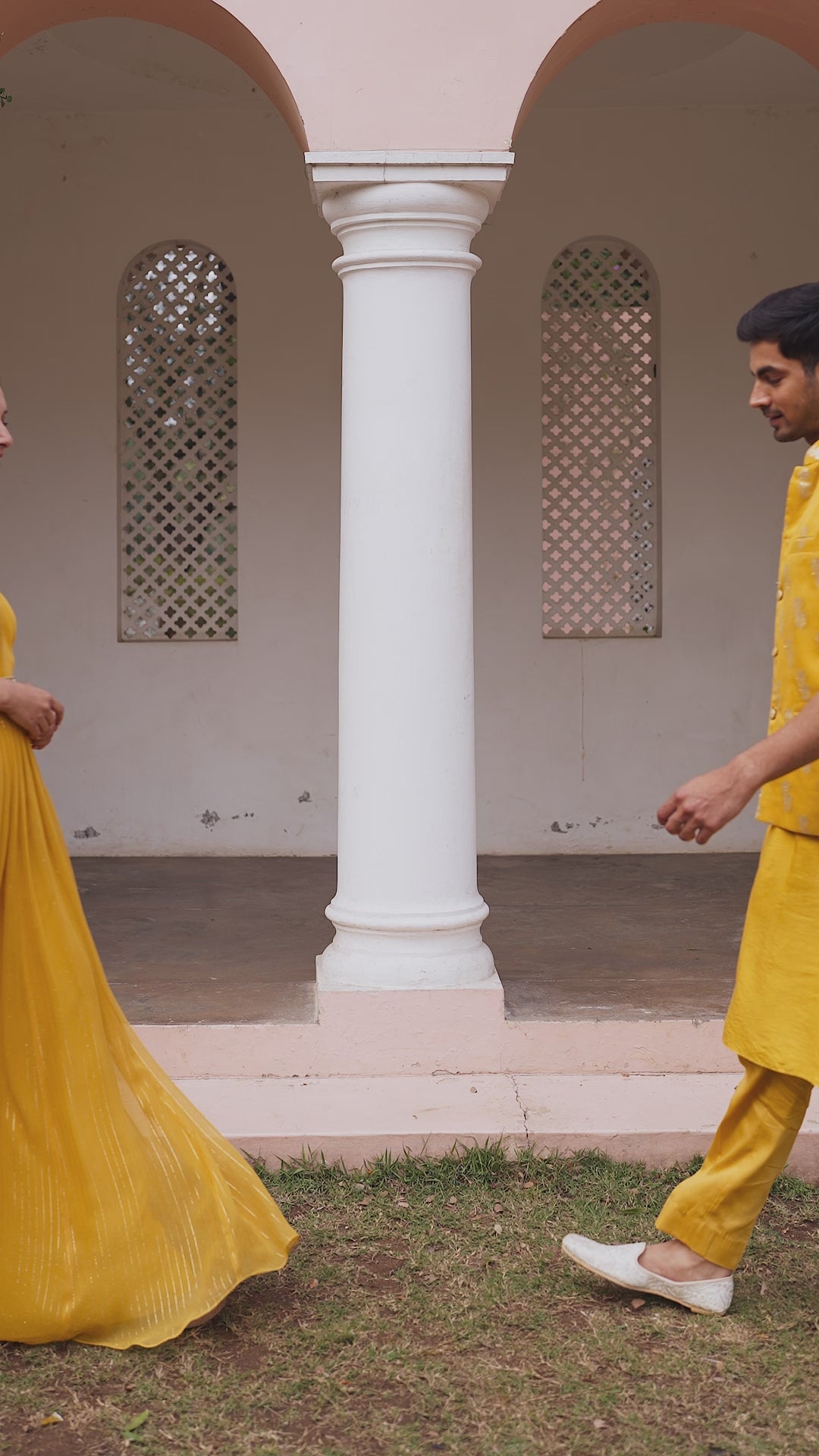 Yellow Kurta Set With Bundi
