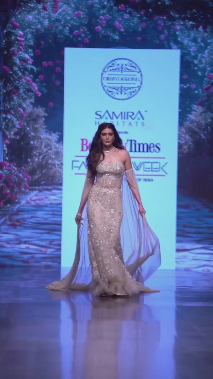 Karishma Tanna in Ivory Lehenga with Corset Blouse