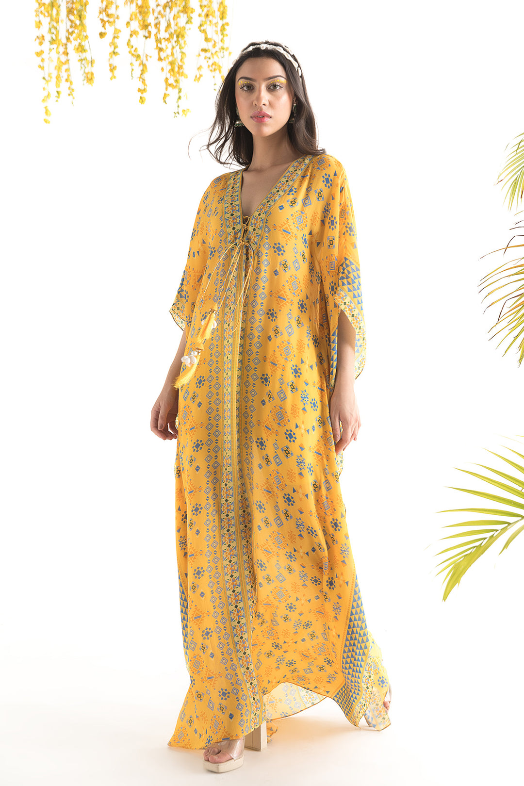 Yellow Printed Kaftan