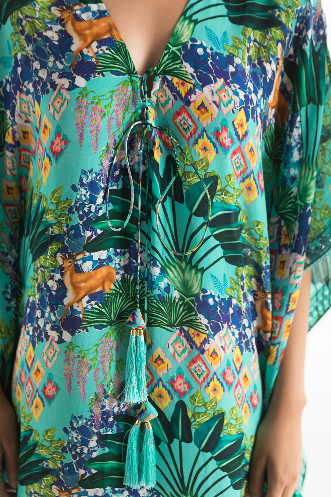 Aqua Blue Printed Kaftan