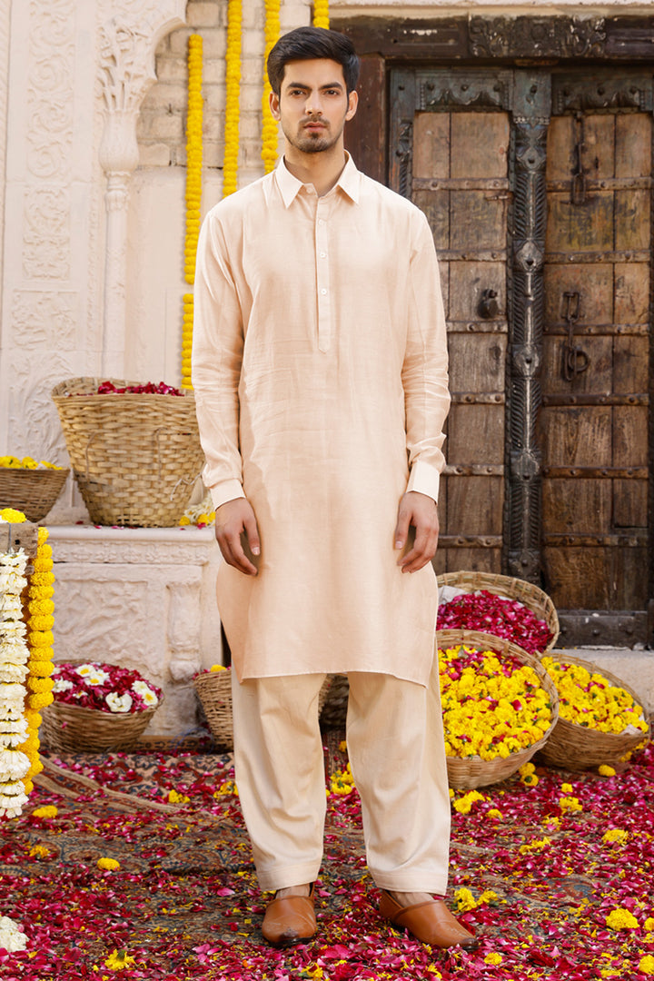 Beige Pathani Kurta Set