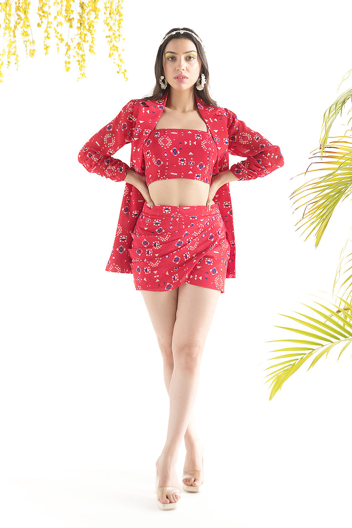 Red Printed Co-Ord Set