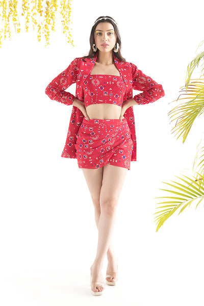 Red Printed Co-Ord Set