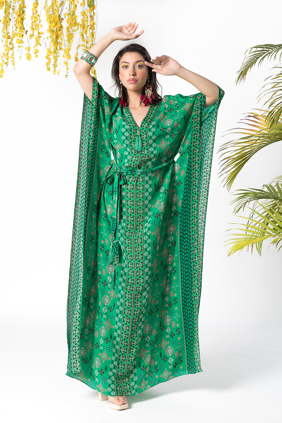 Green Printed Kaftan