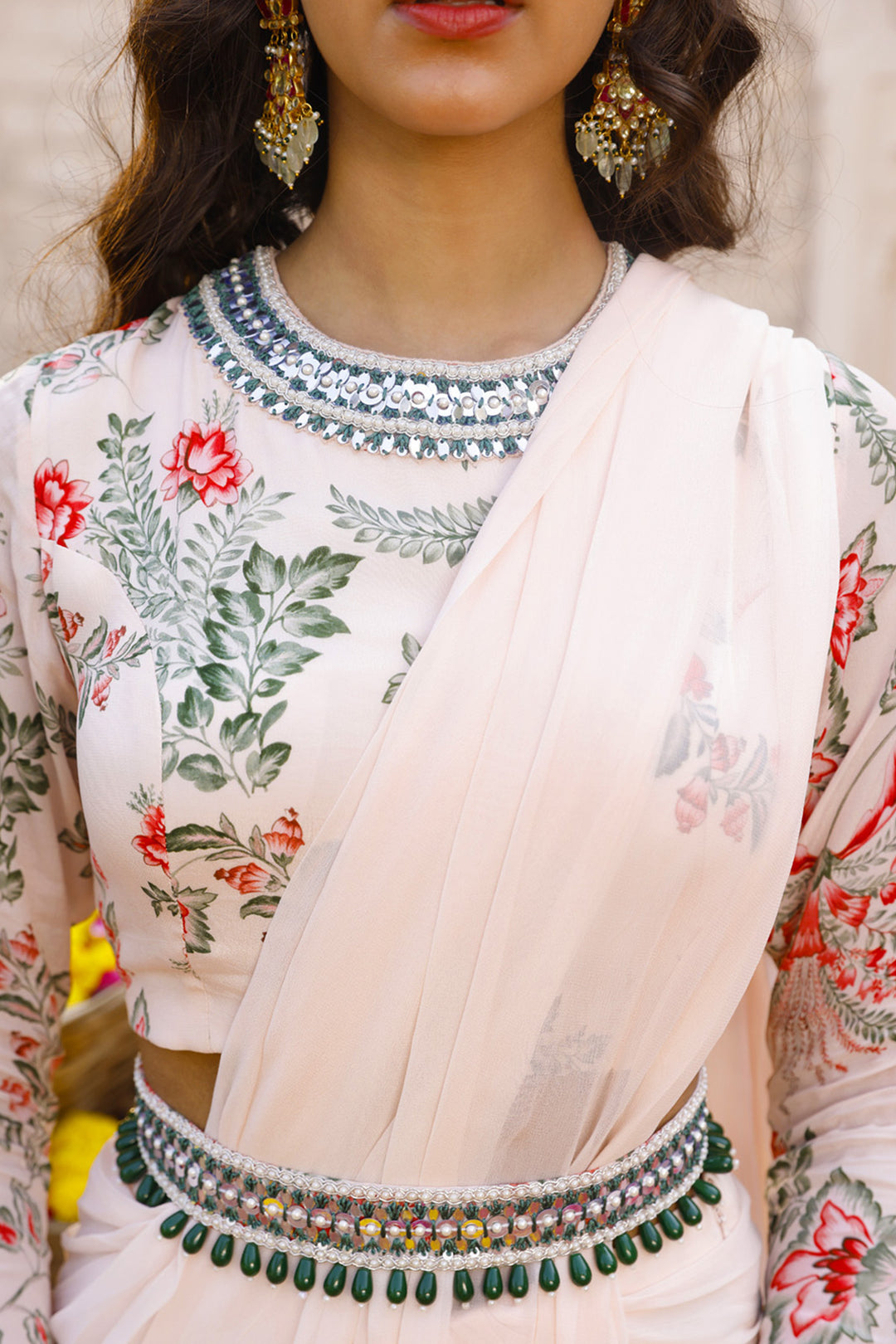 Light Peach Pant Saree