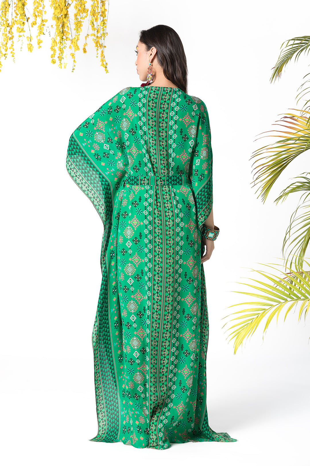 Green Printed Kaftan